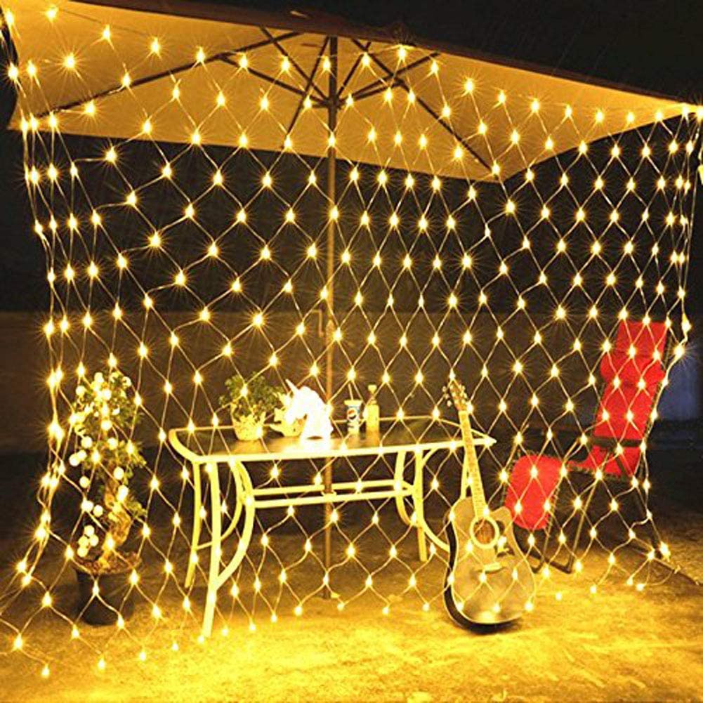 Malla Navideña LED p/Exterior, 2700K, 400pcs, 2Mx2M, Con cable verde, IP44, Incluye: Control de 8 modos de operacion.