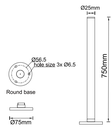 Poste tipo extension p/estaca y base circular, 750mm, Material: Aluminio, Gris Oscuro