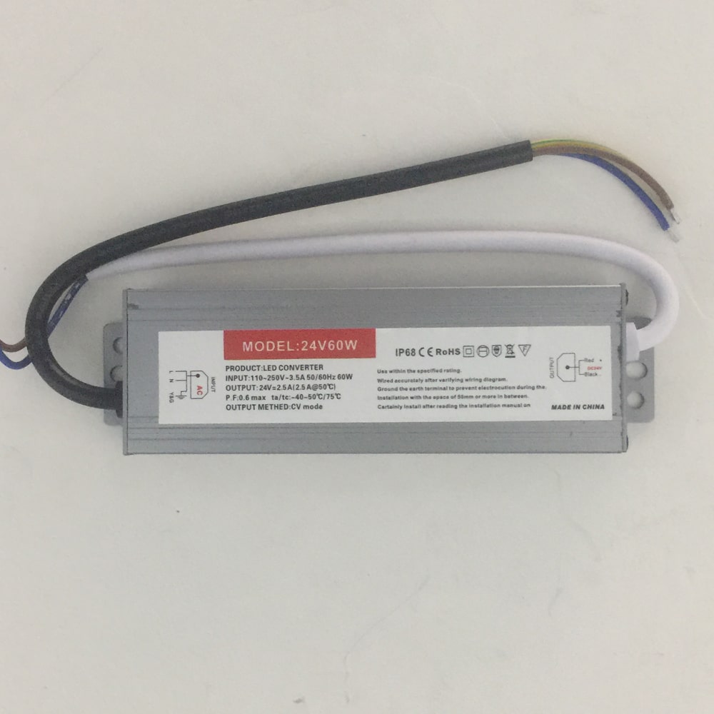 Power Supply Voltaje Constante Corriente Variable LED, 60W, 110-250Vac, 24Vdc, 2.5A, IP67