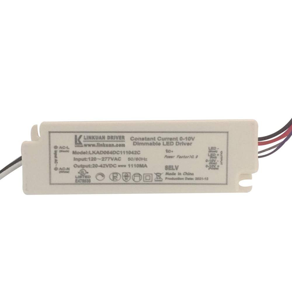 Driver p/Lampara LED Dimmable de 0-10Vdc, (UL), IP20, 120-277Vac, Output: 20-42Vdc, 1110mA, PF&gt;0.9