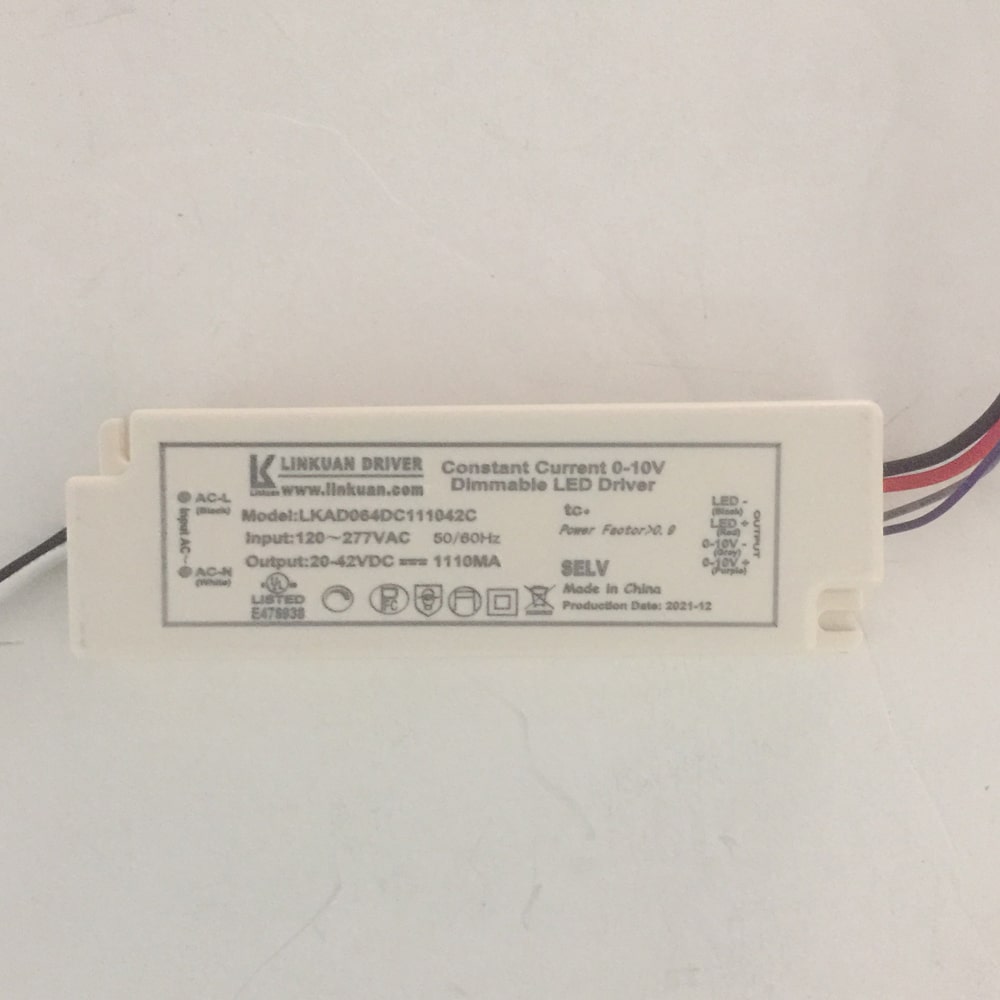 Driver p/Lampara LED Dimmable de 0-10Vdc, (UL), IP20, 120-277Vac, Output: 20-42Vdc, 1110mA, PF&gt;0.9