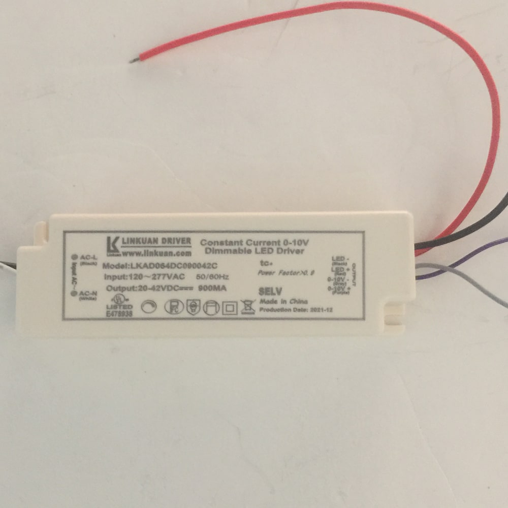 Driver p/Lampara LED Dimmable de 0-10Vdc, (UL), IP20, 120-277Vac, Output: 20-42Vdc, 900mA, PF&gt;0.9
