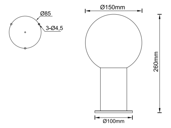 Bolardo LED, DGIN-LL2, 2W, NW 4000K, 24Vdc, Dimensiones: Ø150xH438mm, Material: Aluminio, IP65, 300 Grados, Gris Oscuro