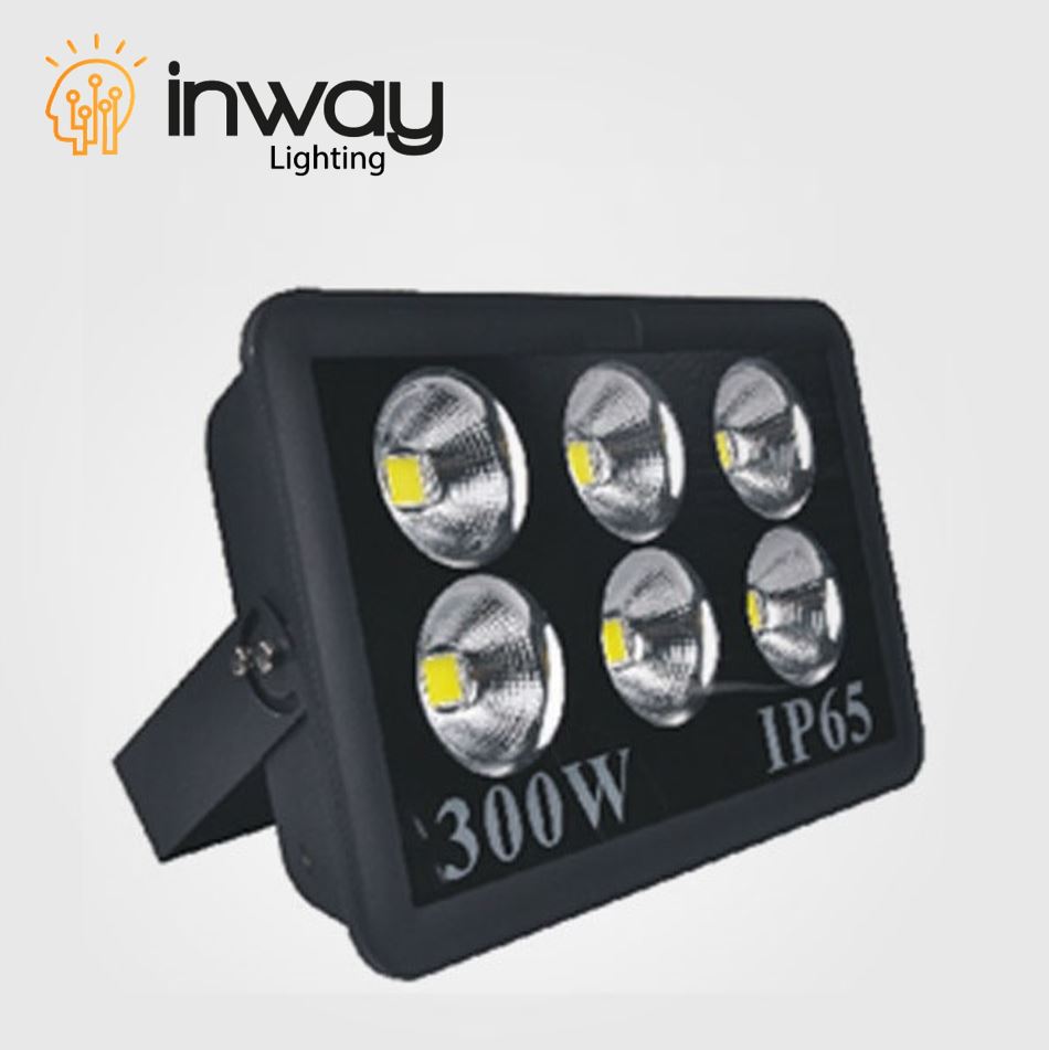 Reflector COB LED, 300W, 6x50W, CW 6000K, 100-260Vac, IP65, 60 Grados, Negro