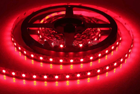 Cinta LED, SMD5050, Rojo, 12Vdc, Largo: 5Mts, Ancho: 10mm, 60Led/Mts, IP44