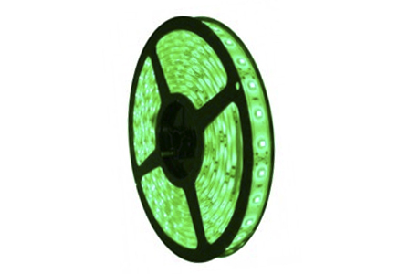 Cinta LED, SMD5050, Verde, 12Vdc, Largo: 5Mts, Ancho: 10mm, 30Led/Mts, IP20