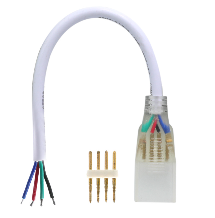 Conector p/Manguera LED SMD5050, RGB, blanco, PCB 15mm y cable de 22cm, 1 vía