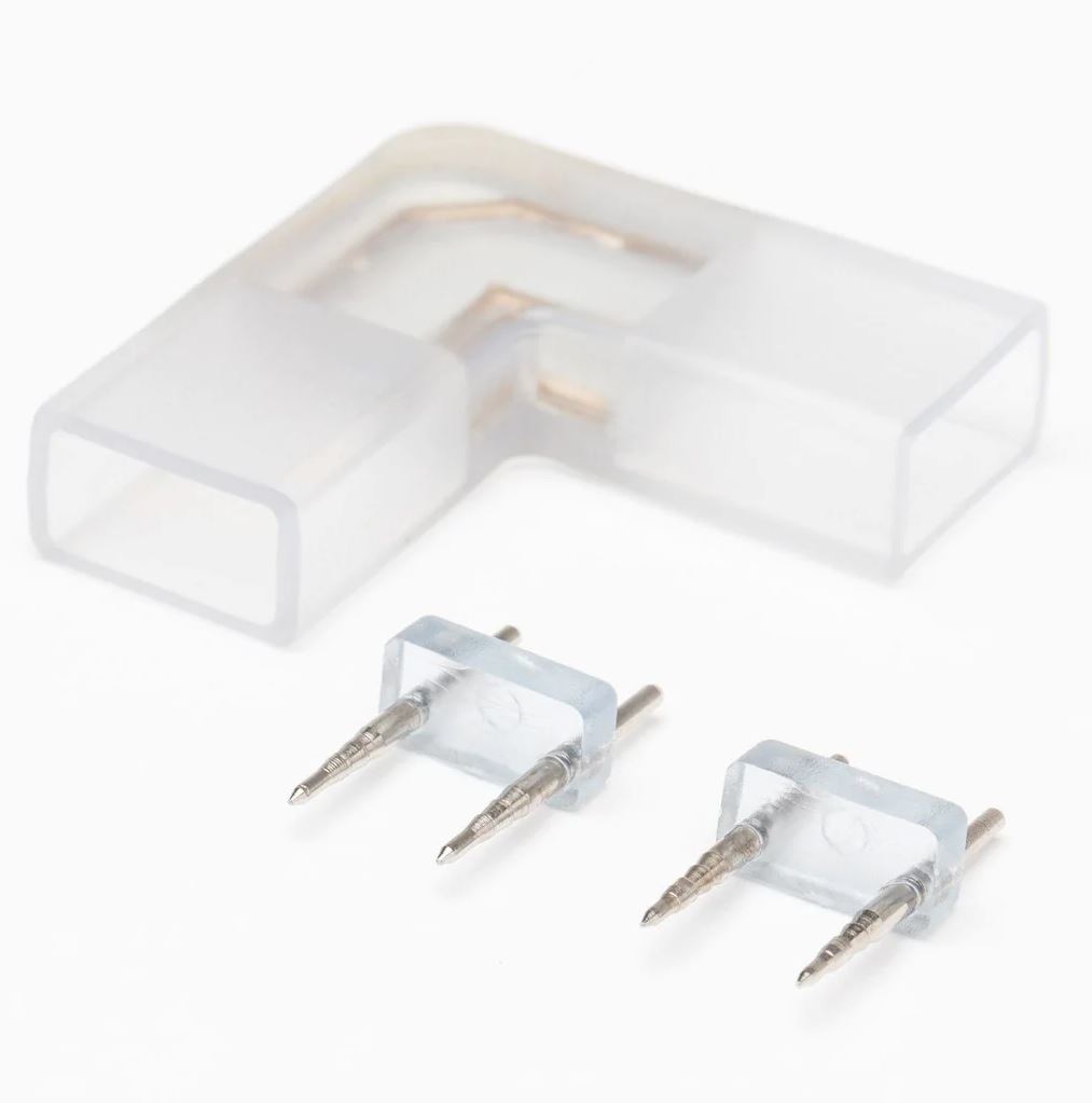 Conector p/Manguera LED SMD5050, unicolor, L, PCB 15mm y 2 vías