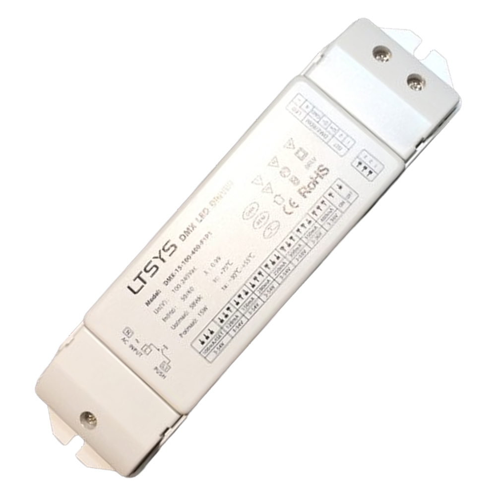 Driver Dimmeable DMX p/Lámpara LED (100-240Vac, 15W, 58Vdc, 100-400mA)