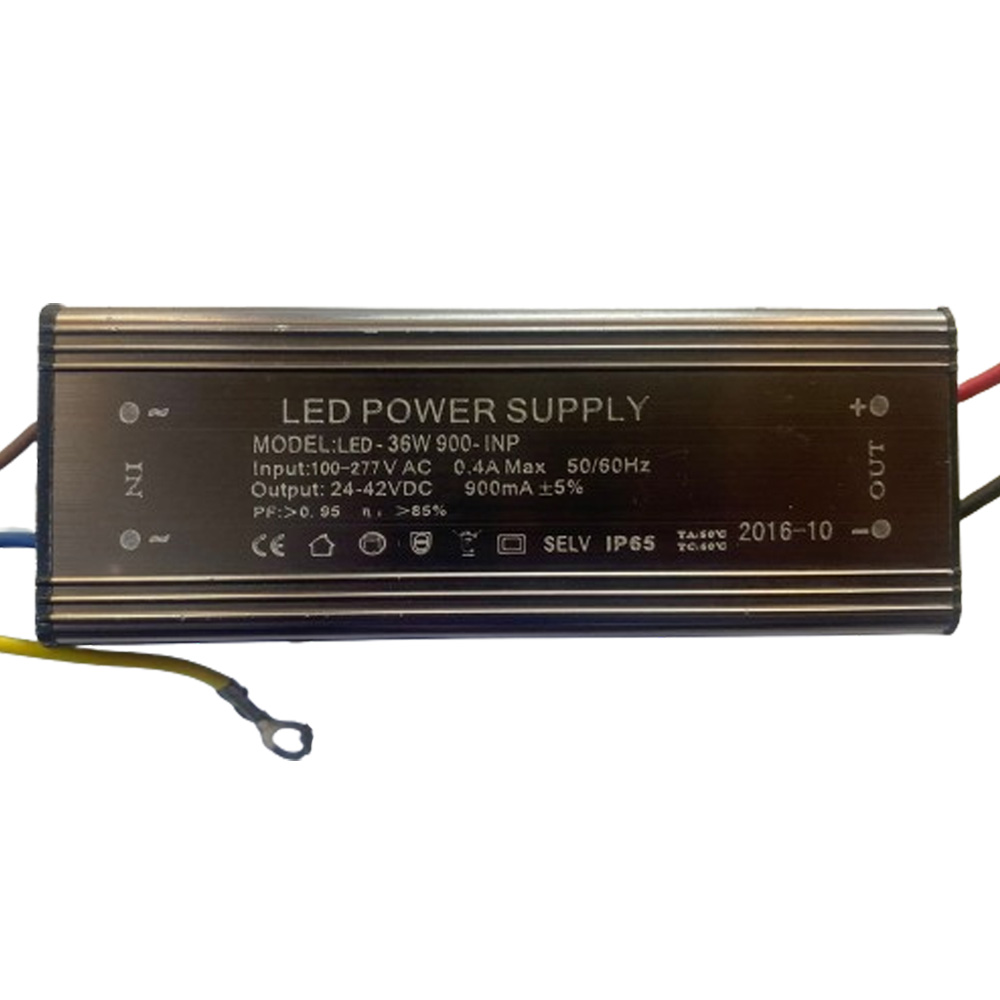 Driver p/Lámpara LED, 36W, 100-277Vac, Output: 24-42Vdc, 900mA, IP65, PF>0.95