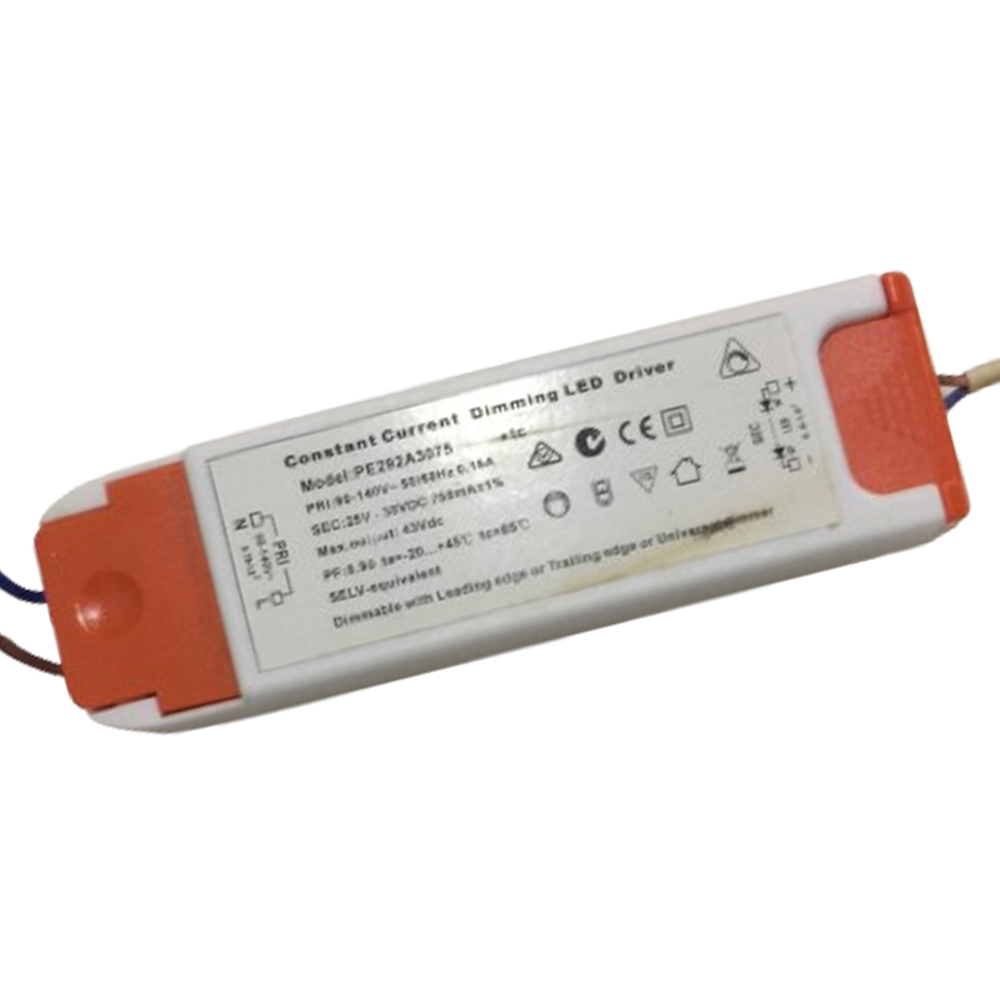 Driver p/Lámpara LED Triac Dimmable, IP20, 30W, 90-140Vac, Output: 25-38Vdc, 750mA, PF: 0.90