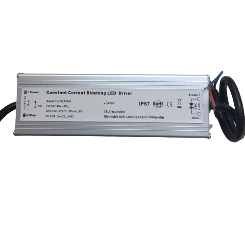Driver p/Lámpara LED Triac Dimmable, IP67, 20W, 90-140Vac, Output: 25-42Vdc, 500mA