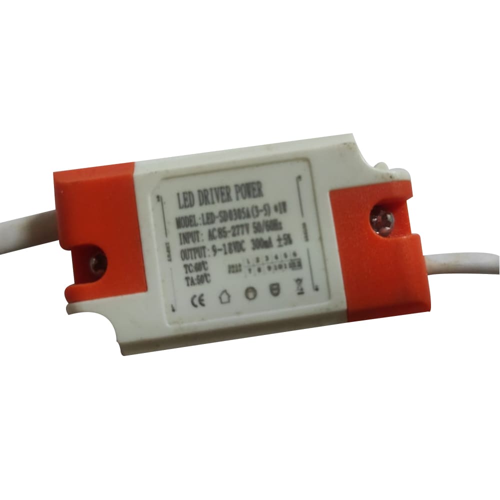 Driver p/Lámpara LED, IP20, 3-5W, 85-277Vac, Output: 9-18Vdc, 300mA