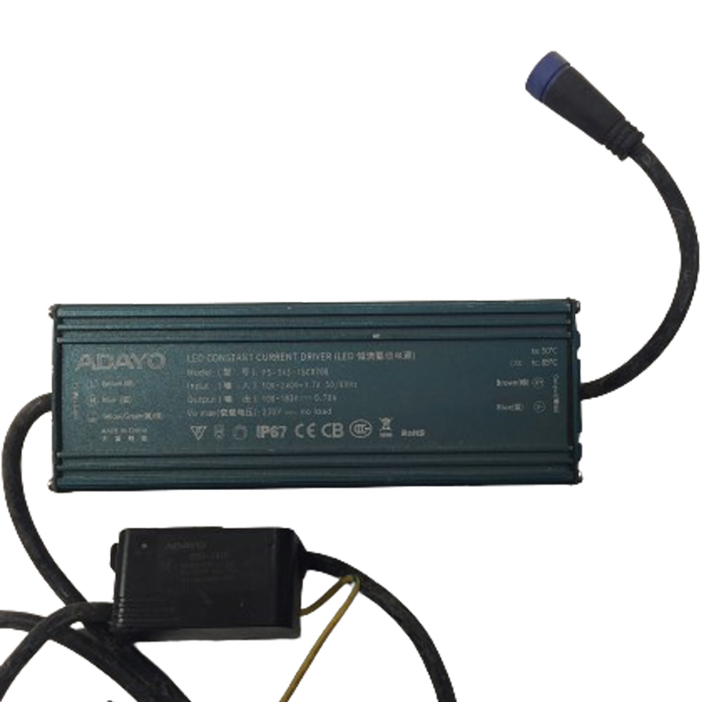 Driver p/Lámpara LED, IP67 con Supresor de Pico externo 10KA, 120W, 100-240Vac, Output: 100-183Vdc, Con conector IP68 en la salida, 700mA