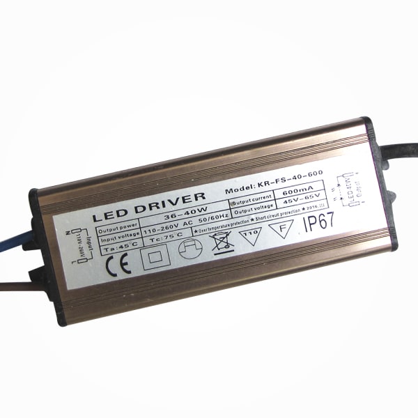 Driver p/Lámpara LED, IP67, 36-40W, 110-260Vac, Output: 45-65Vdc, 600mA