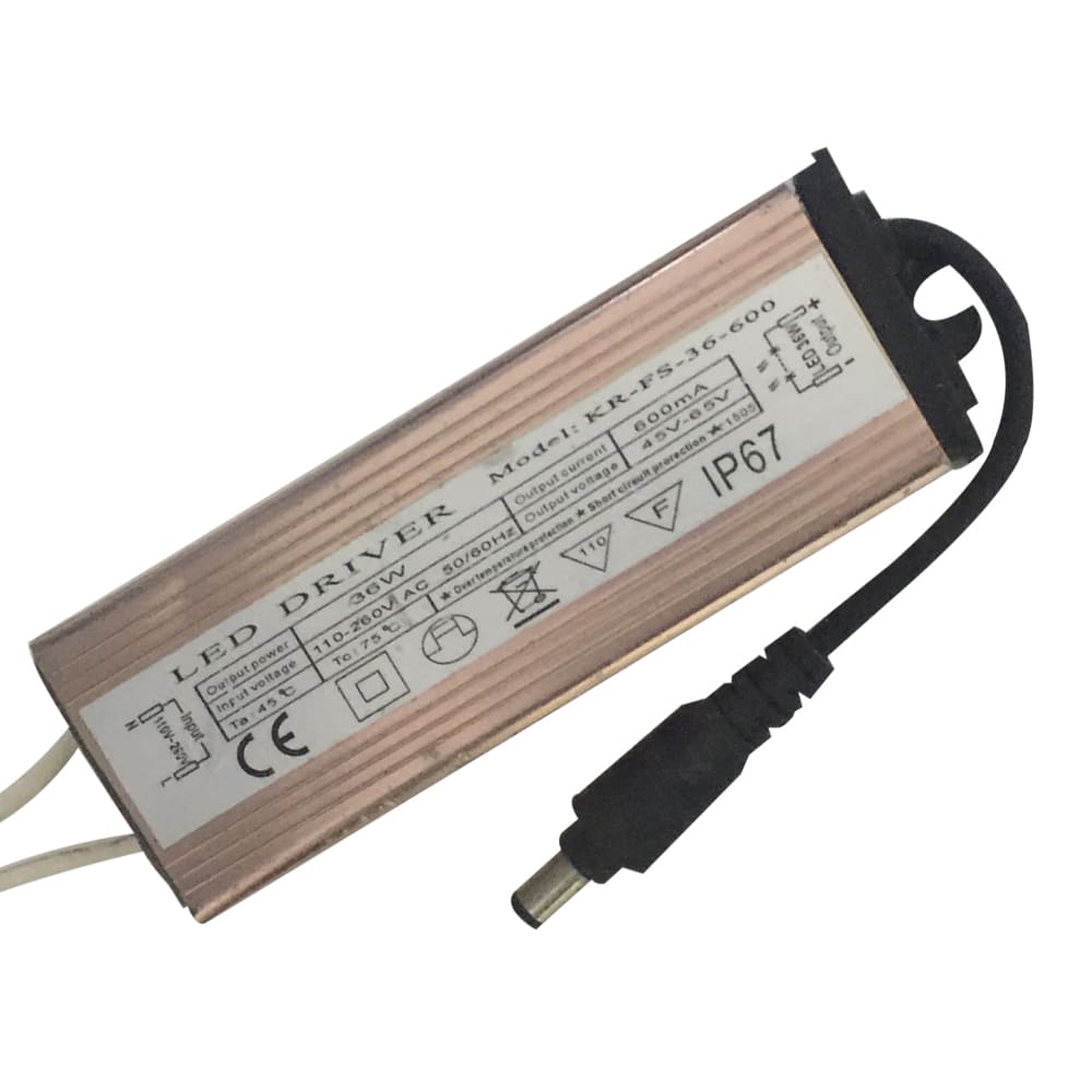 Driver p/Lámpara LED, IP67, 36W, 110-260Vac, Output: 45-65Vdc, 600mA