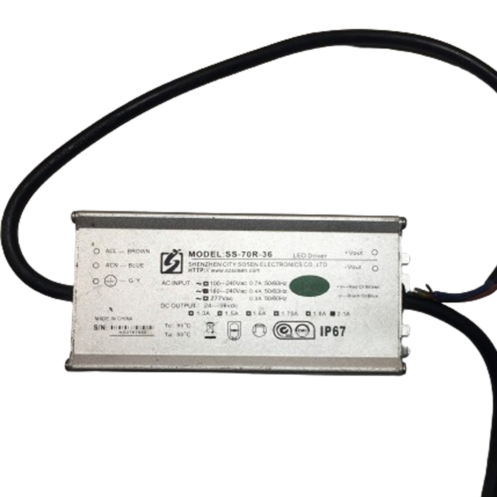 Driver p/Lámpara LED, IP67, 70W, 180-240Vac, Output: 24-36Vdc, 2100mA
