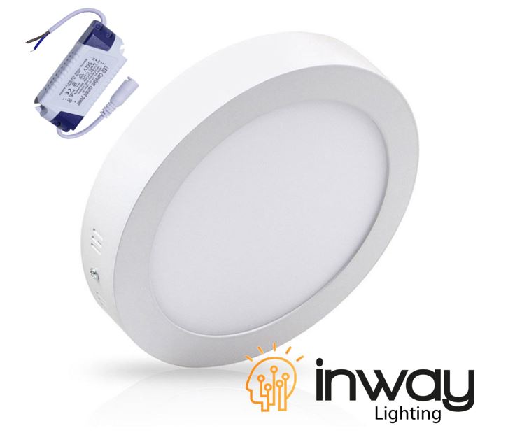 Kit Panel LED Circular Superficie, 12W, 8&quot;, 4000K Blanco Natural, 90-140Vac, Dimmable