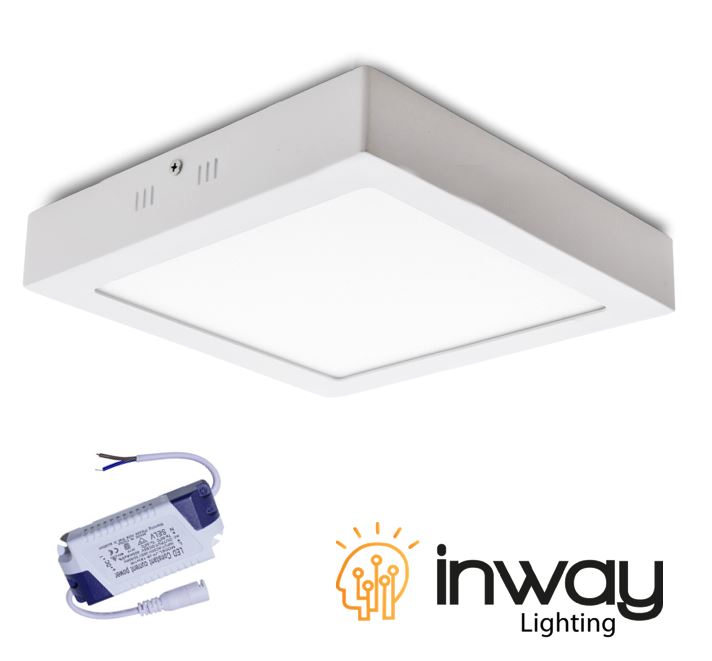 Kit Panel LED Cuadrado Superficie, 12W, 6&quot;x6&quot;, 6000K Blanco Frío, 90-140Vac, Dimmable