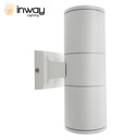 Lámpara LED de Pared (Aplique), DGW-014, 12W, 2x6W, 6000K Blanco Frío, 85-265Vac, IP65, 60 Grados, Dimensiones: Ф90x260mm, Material: Aluminio, Gris