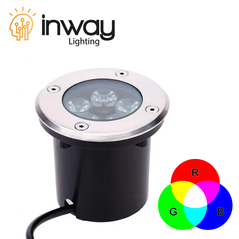 Lámpara p/Piso Empotrable, 5W, RGB, 85-260Vac, IP65, 38 Grados