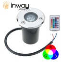 [DGPR-1006300] Lámpara p/Piso Empotrable FP&gt;0.5, 1W, RGB, 85-265Vac, IP65, 60 Grados, con Control Remoto