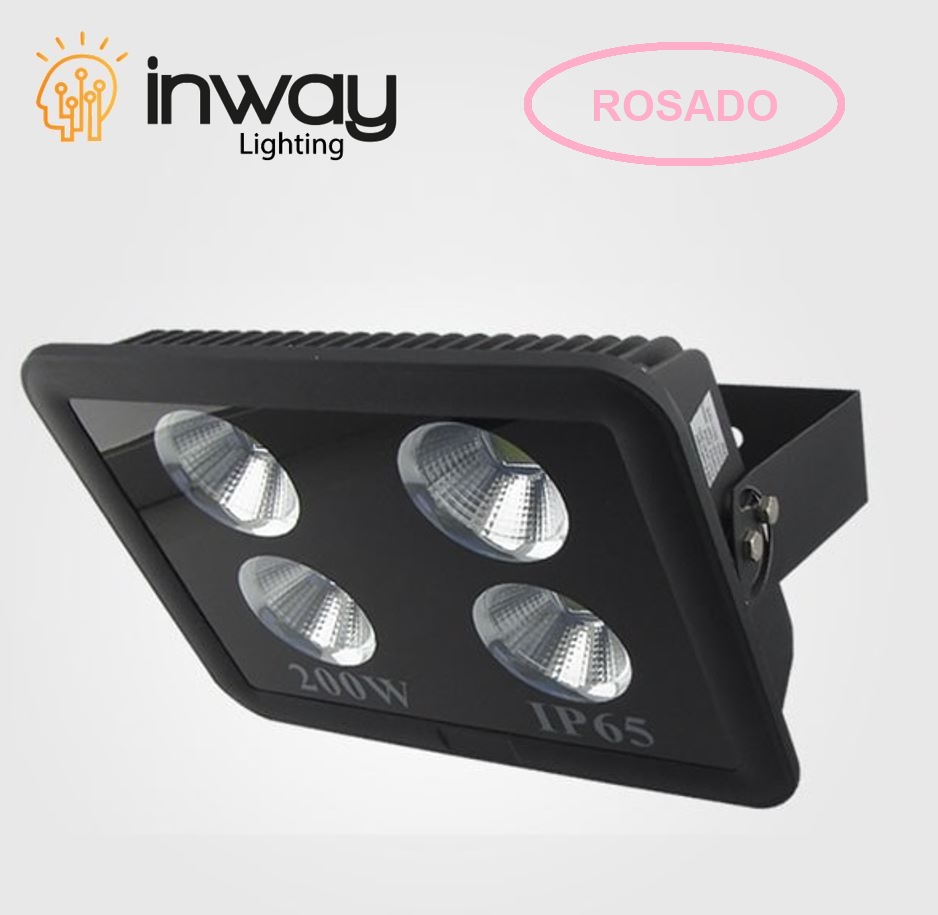 Reflector COB LED, 200W, 4x50W, Fucsia, 100-260Vac, IP65, 60 Grados, Negro