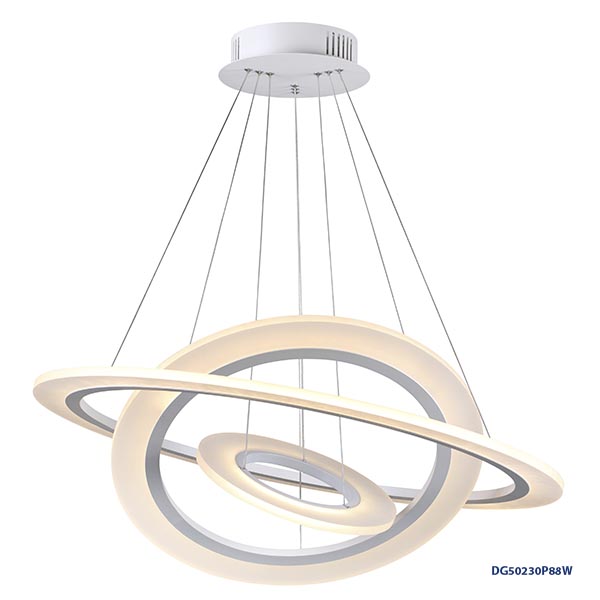 Lámpara LED Decorativa Colgante, DG50230P, 88W, 3000K Blanco Cálido, 85-265Vac, Dimensiones: Φ850+Φ590+Φ330mm, IP20