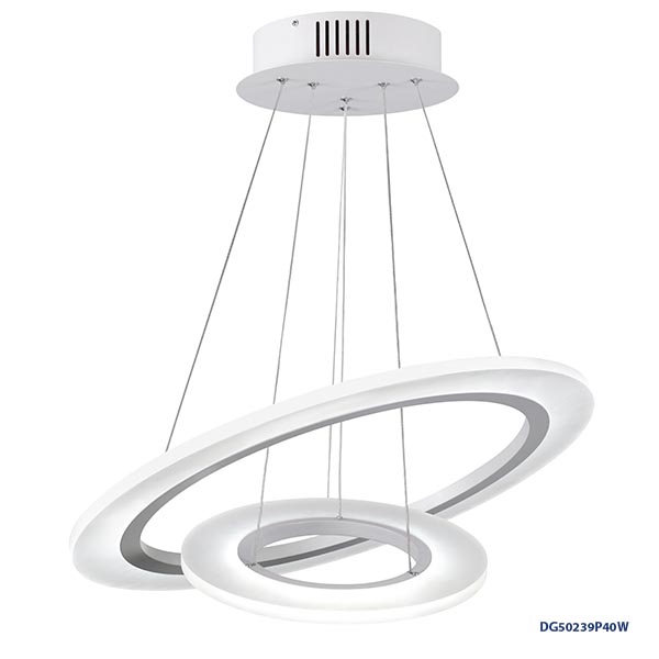 Lámpara LED Decorativa Colgante, DG50239P, 40W, 3000K Blanco Cálido, 85-265Vac, Dimensiones: Φ590+Φ330mm, IP20