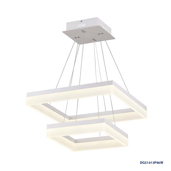 Lámpara LED Decorativa Colgante, DG51013P, 96W, 6000K Blanco Frío, 85-265Vac, Dimensiones: 510x510x1200mm, IP20