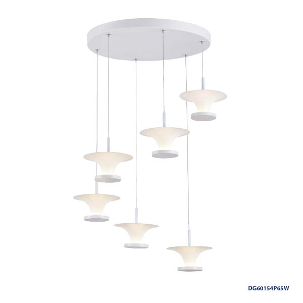 Lámpara LED Decorativa Colgante, DG60154P, 30W, 6x5W, CW 6000K, 85-265Vac, Dimensiones: 500x500x1200mm, IP20