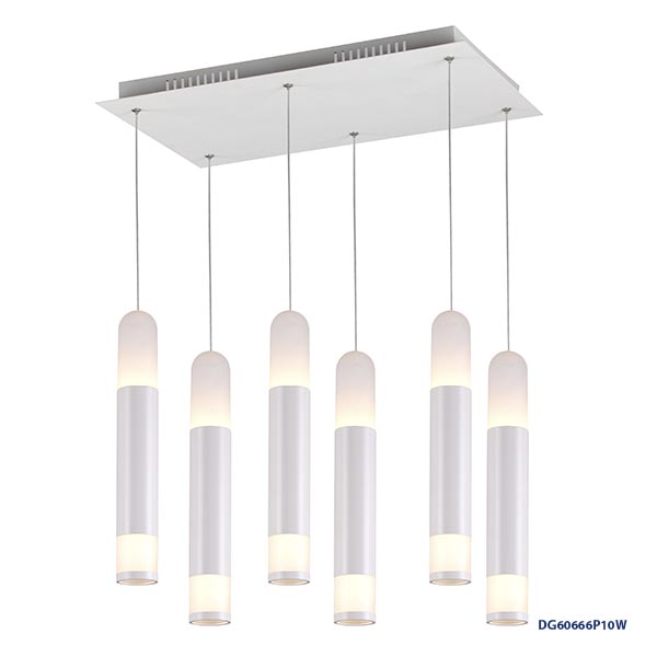 Lámpara LED Decorativa Colgante, DG60445P, 60W, 6x10W, 4000K Blanco Natural, 85-265Vac, Dimensiones: 500x300x1200mm, IP20