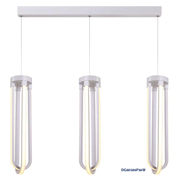 Lámpara LED Decorativa Colgante, DG60586P, 108W, 3x36W, 3000K Blanco Cálido, 85-265Vac, Dimensiones: 670x110x1200mm, IP20