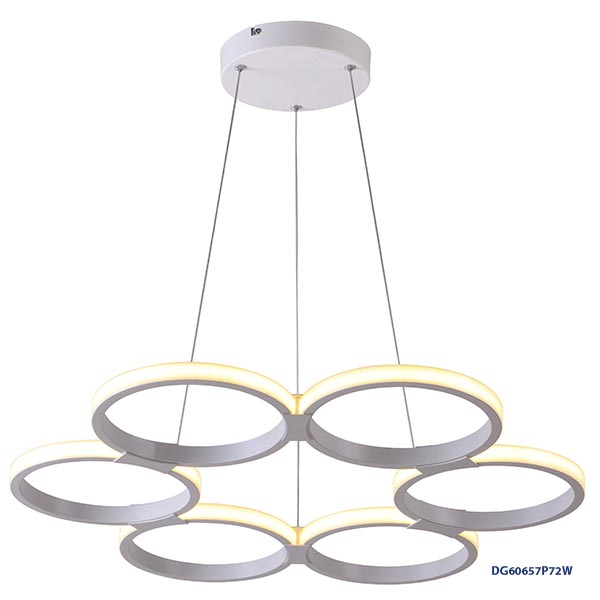 Lámpara LED Decorativa Colgante, DG60657P, 72W, 6000K Blanco Frío, 85-265Vac, Dimensiones: 600x600x1200mm, IP20