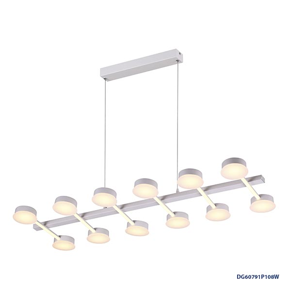 Lámpara LED Decorativa Colgante, DG60791P, 108W, 3000K Blanco Cálido, 85-265Vac, Dimensiones: 1000x420x1200mm, IP20