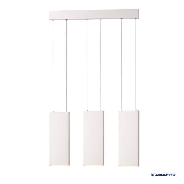 Lámpara LED Decorativa Colgante, DG60846P, 12W, 3000K Blanco Cálido, 85-265Vac, Dimensiones: 520x35x1200mm, IP20