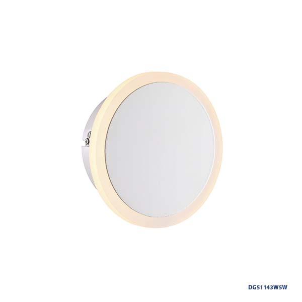 Lámpara LED Decorativa de Pared (Aplique), DG51143W, 5W, 6000K Blanco Frío, 85-265Vac, Dimensiones: Φ120X120XH40MM, IP20