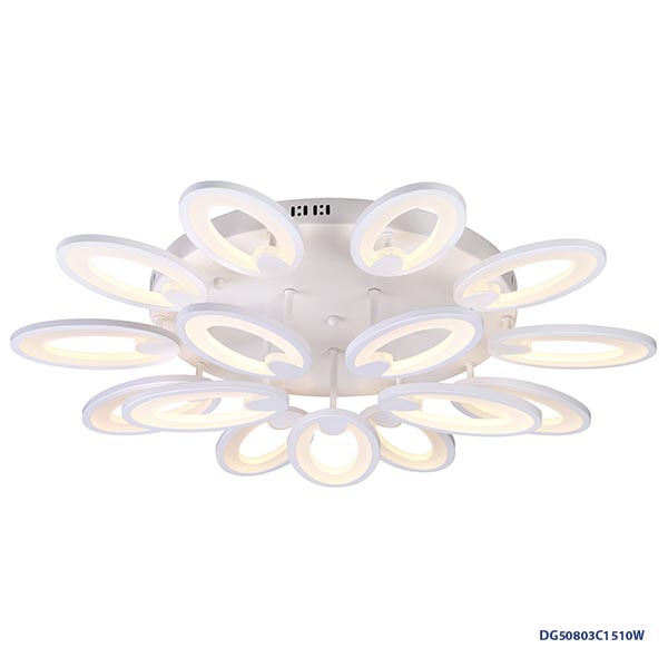 Lámpara LED Decorativa de Superficie, DG50802C, 90W, 9x10W, 3000K Blanco Cálido, 85-265Vac, Dimensiones: 670x670x155mm, IP20