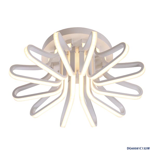 Lámpara LED Decorativa de Superficie, DG60581C, 132W, 3000K Blanco Cálido, 85-265Vac Dimmable, Dimensiones: 600x600x200mm, IP20