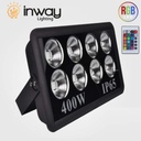 [DGPR-1022931] Reflector COB LED, 400W, 8x50W, RGB, 100-260Vac, IP65, 60 Grados, Con Memoria Interna, Con Control, Negro