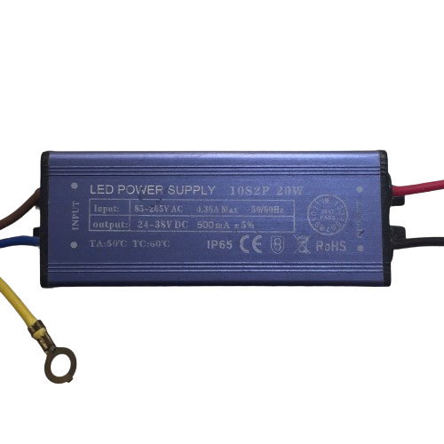 Driver p/Lámpara LED, IP65, 20W, 85-265Vac, 24-38Vdc, 500mA