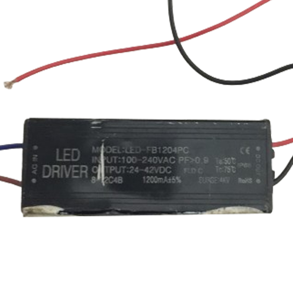 Driver p/Lámpara LED, IP65, 50W, 100-240Vac, con Supresor de pico interno 4KV, Output: 24-42Vdc, 1200mA
