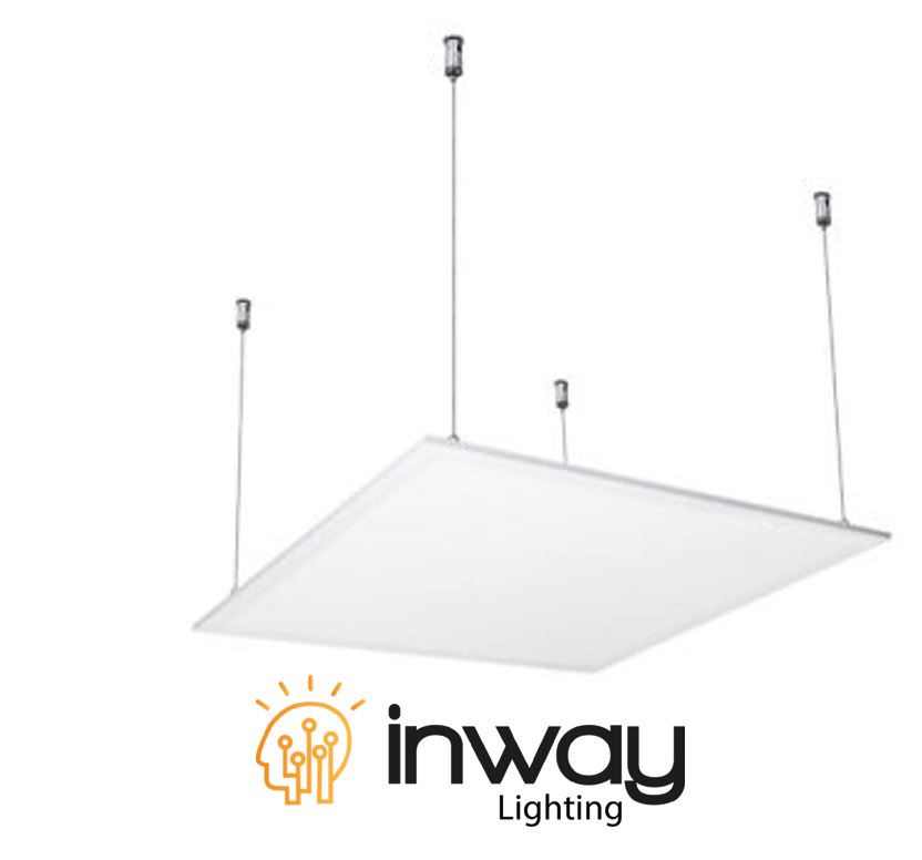 Kit Panel LED Cuadrado p/Colgar, IP20, 40W, 3200Lm, 2'x2' (600x600mm), Borde Blanco, 6000K Blanco Frío, 100-260Vac