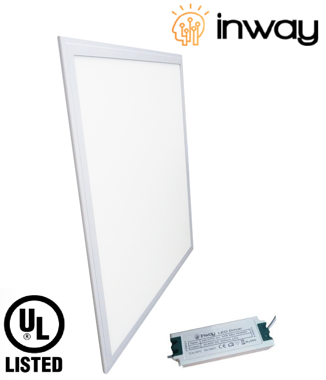 Kit Panel LED Cuadrado, p/Empotrar, IP20, 40W, 2'x2' (600x600mm), 4000K Blanco Natural, 100-277Vac, Dimmable, 0-10V, Con Driver (UL), Borde Blanco