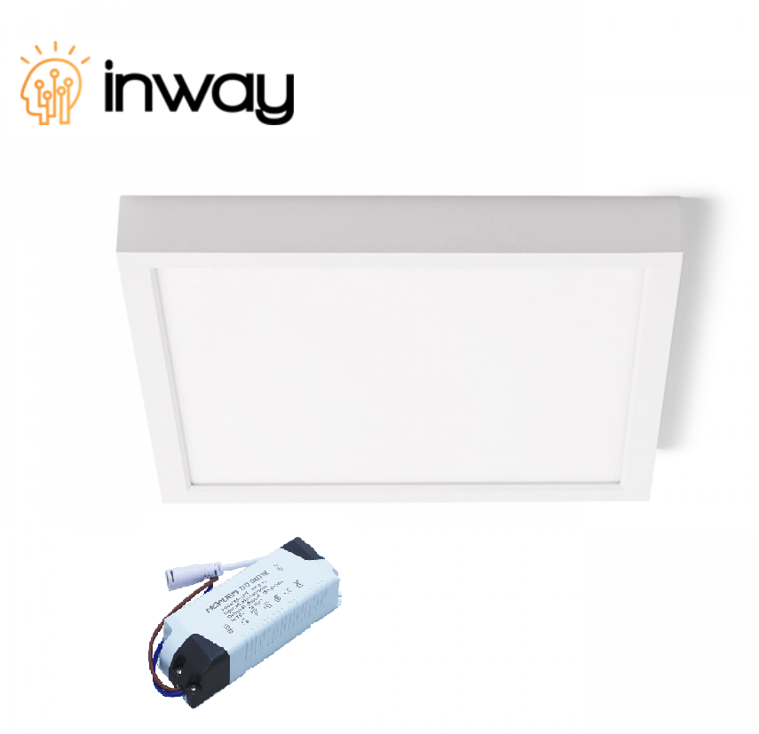 Kit Panel LED Cuadrado Superficie, IP20, 40W, 3200Lm, 2'x2' (600x600mm), CW 6000K, 100-260Vac, con Base Blanca