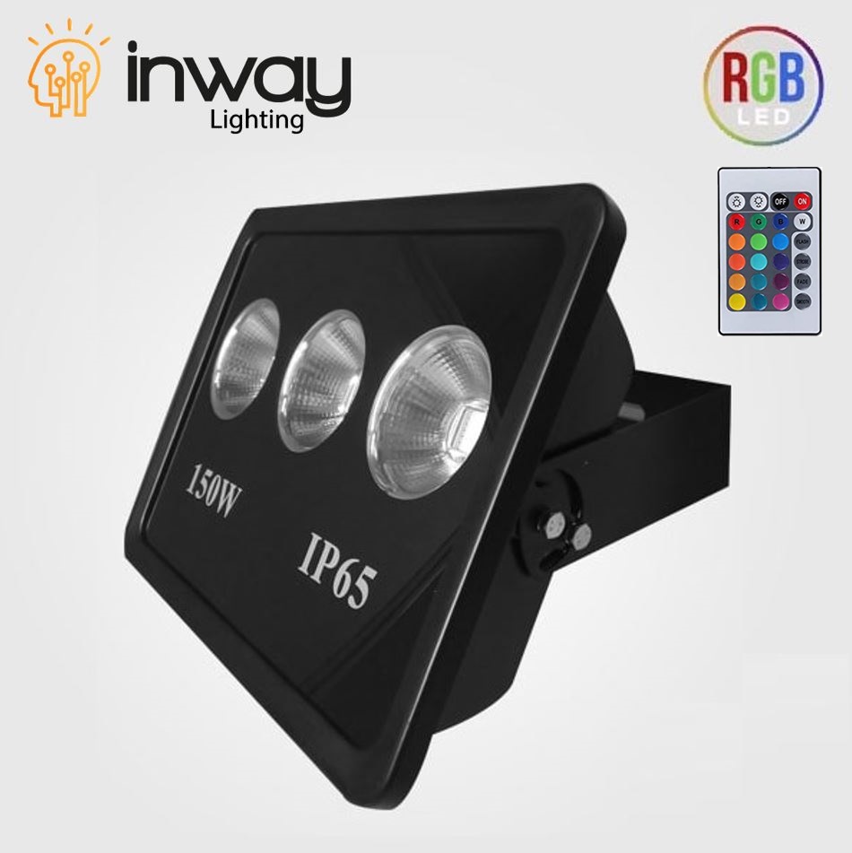 Reflector COB LED, 150W, 3x50W, RGB, 100-260Vac, IP65, 60 Grados, Con Memoria Interna, Con Control, Negro