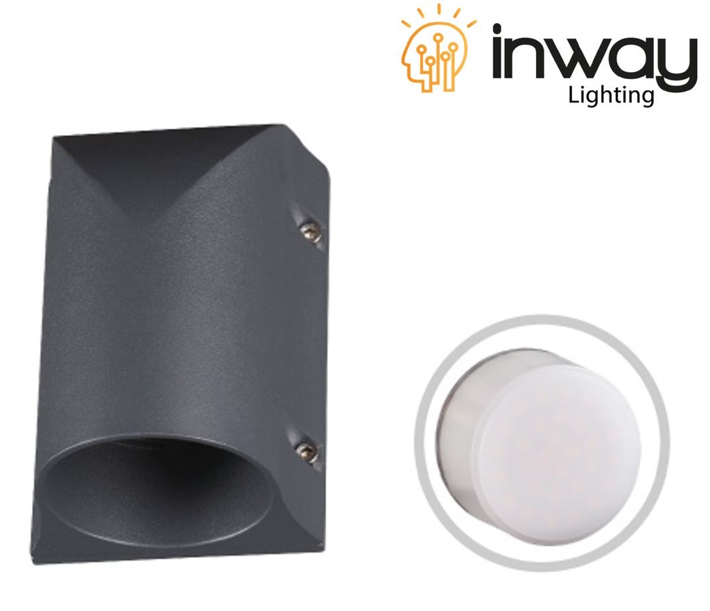 Lámpara LED de Pared Modular (Aplique), 6W, 6000K Blanco Frío, 100-260Vac, IP67, 45 Grados