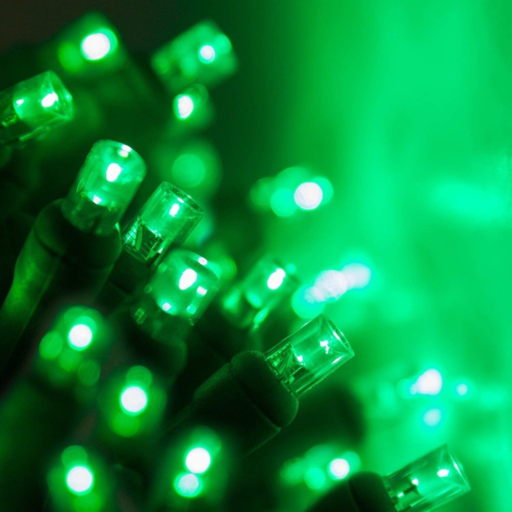 Extensión Navideña LED p/Exterior, 4W, Verde, 200LED/10Metros, 110Vac, Con cable verde de 3xφ0.15mm2, IP20