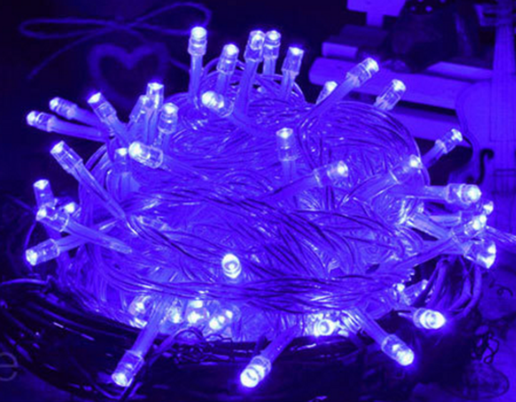 Extensión Navideña LED p/Exterior, 10W, Púrpura, 200LED/10Metros, 110Vac, Con cable verde de 1.5mm, IP55