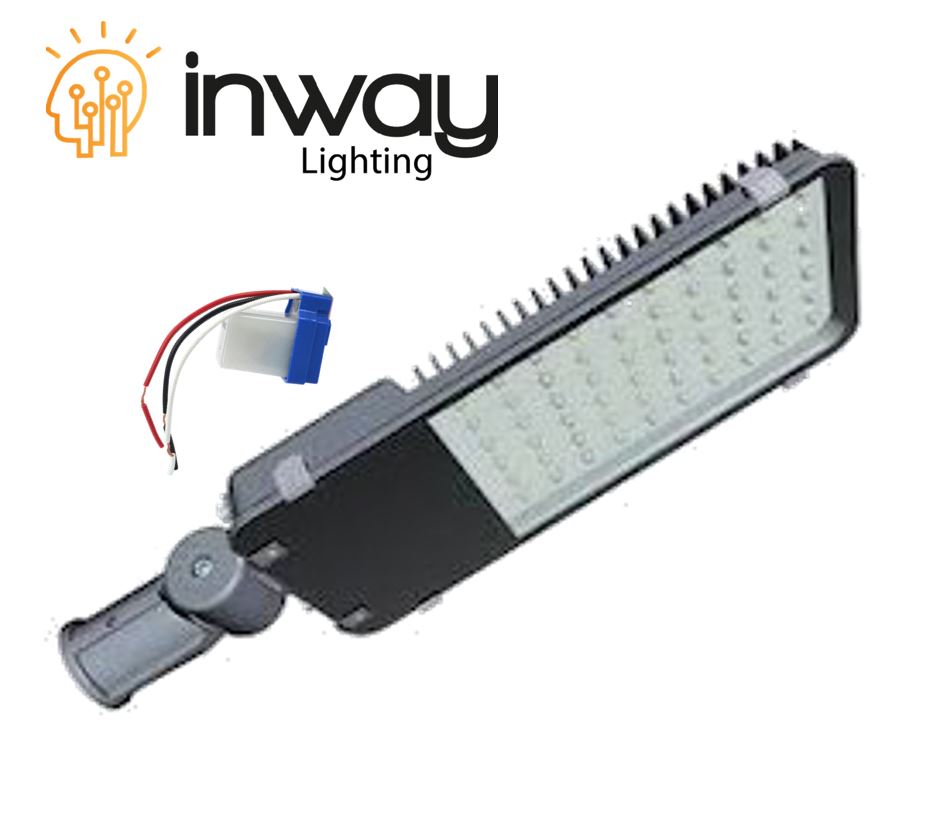 Lámpara Street Light LED Tipo SMD A con Fotocelda Electronica, 100W, CW 6000K, 85-265Vac, Con Brazo Articulado y Supresor de pico de 10KV, IP65, 80x140 Grados